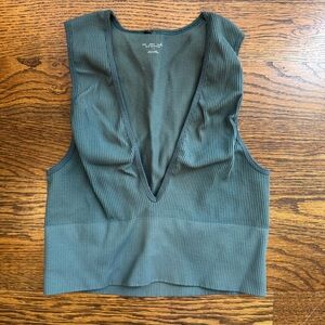 Urban Outfitters Teal V Neck Crop Tank Top